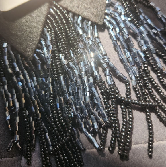 Sold!!! Beautiful Black and Silver Beaded Tassel Earrings - Picture 13 of 16